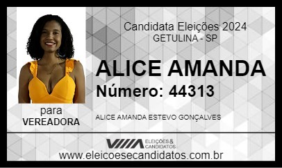 Candidato ALICE AMANDA 2024 - GETULINA - Eleições