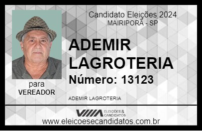 Candidato ADEMIR LAGROTERIA 2024 - MAIRIPORÃ - Eleições