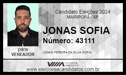 Candidato JONAS SOFIA 2024 - MAIRIPORÃ - Eleições