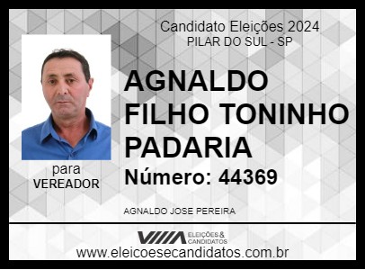 Candidato AGNALDO FILHO TONINHO PADARIA 2024 - PILAR DO SUL - Eleições