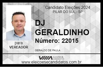 Candidato DJ GERALDINHO 2024 - PILAR DO SUL - Eleições