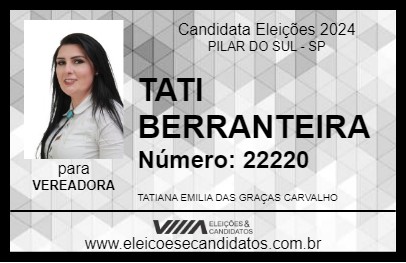 Candidato TATI BERRANTEIRA 2024 - PILAR DO SUL - Eleições