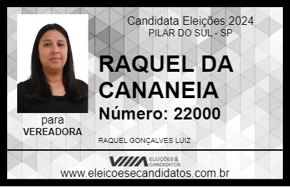 Candidato RAQUEL DA CANANEIA 2024 - PILAR DO SUL - Eleições