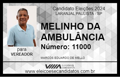 Candidato MELINHO DA AMBULÂNCIA 2024 - LARANJAL PAULISTA - Eleições