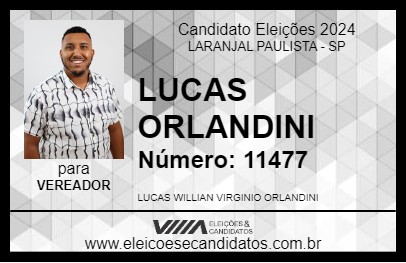 Candidato LUCAS ORLANDINI 2024 - LARANJAL PAULISTA - Eleições