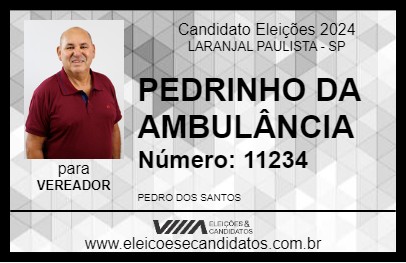 Candidato PEDRINHO DA AMBULÂNCIA 2024 - LARANJAL PAULISTA - Eleições