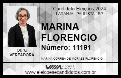 Candidato MARINA FLORENCIO 2024 - LARANJAL PAULISTA - Eleições