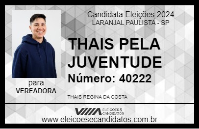 Candidato THAIS PELA JUVENTUDE 2024 - LARANJAL PAULISTA - Eleições