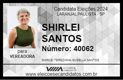 Candidato SHIRLEI SANTOS 2024 - LARANJAL PAULISTA - Eleições