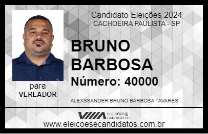 Candidato BRUNO BARBOSA 2024 - CACHOEIRA PAULISTA - Eleições