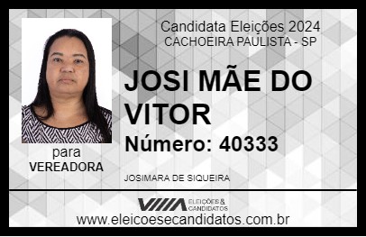 Candidato JOSI MÃE DO VITOR 2024 - CACHOEIRA PAULISTA - Eleições