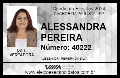 Candidato ALESSANDRA PEREIRA 2024 - CACHOEIRA PAULISTA - Eleições