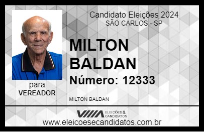 Candidato MILTON BALDAN 2024 - SÃO CARLOS - Eleições