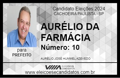 Candidato AURÉLIO DA FARMÁCIA 2024 - CACHOEIRA PAULISTA - Eleições