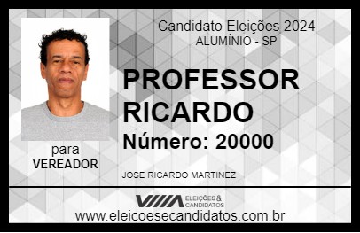 Candidato PROFESSOR RICARDO 2024 - ALUMÍNIO - Eleições