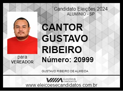 Candidato CANTOR GUSTAVO RIBEIRO 2024 - ALUMÍNIO - Eleições