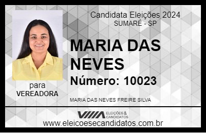 Candidato MARIA DAS NEVES 2024 - SUMARÉ - Eleições