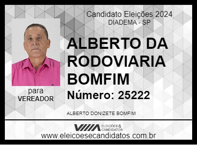 Candidato ALBERTO DA RODOVIARIA BOMFIM 2024 - DIADEMA - Eleições