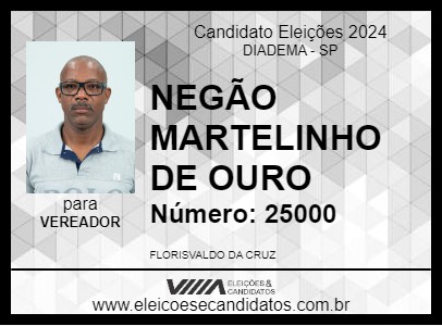 Candidato NEGÃO MARTELINHO DE OURO 2024 - DIADEMA - Eleições