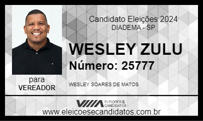 Candidato WESLEY ZULU 2024 - DIADEMA - Eleições