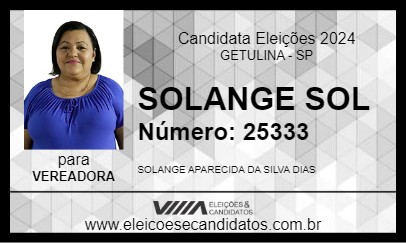 Candidato SOLANGE SOL 2024 - GETULINA - Eleições