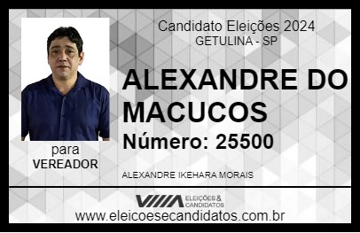 Candidato ALEXANDRE DO MACUCOS 2024 - GETULINA - Eleições