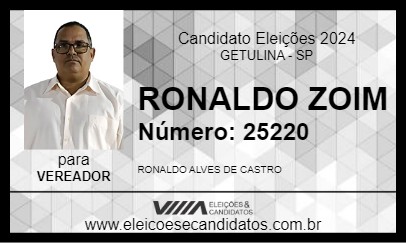 Candidato RONALDO ZOIM 2024 - GETULINA - Eleições