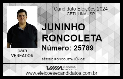 Candidato JUNINHO RONCOLETA 2024 - GETULINA - Eleições