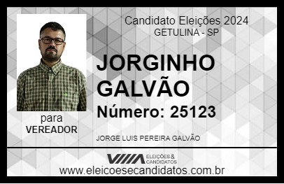 Candidato JORGINHO GALVÃO 2024 - GETULINA - Eleições