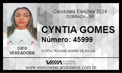 Candidato CYNTIA GOMES 2024 - DOBRADA - Eleições