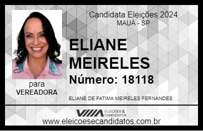 Candidato ELIANE MEIRELES 2024 - MAUÁ - Eleições