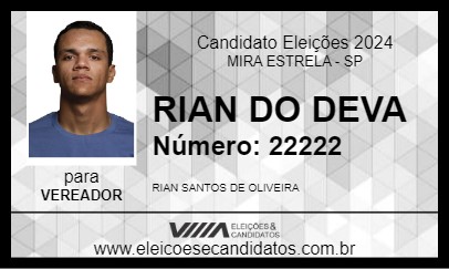 Candidato RIAN DO DEVA 2024 - MIRA ESTRELA - Eleições