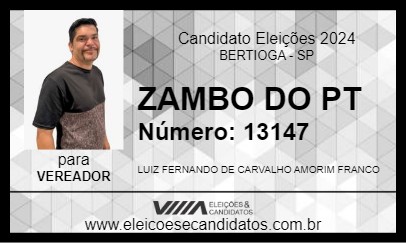 Candidato ZAMBO DO PT 2024 - BERTIOGA - Eleições