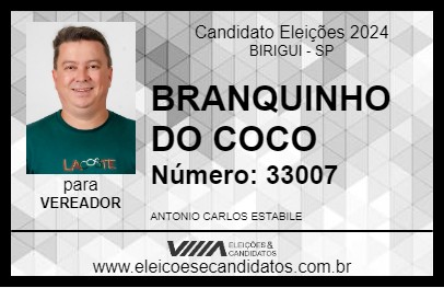 Candidato BRANQUINHO DO COCO 2024 - BIRIGUI - Eleições