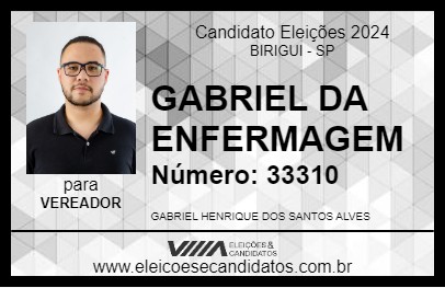 Candidato GABRIEL DA ENFERMAGEM 2024 - BIRIGUI - Eleições