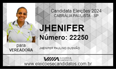 Candidato JHENIFER 2024 - CABRÁLIA PAULISTA - Eleições