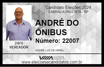 Candidato ANDRÉ DO ÔNIBUS 2024 - CABRÁLIA PAULISTA - Eleições