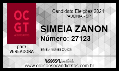 Candidato SIMEIA ZANON 2024 - PAULÍNIA - Eleições