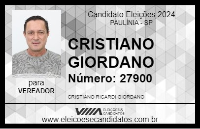 Candidato CRISTIANO GIORDANO 2024 - PAULÍNIA - Eleições