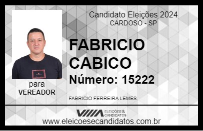 Candidato FABRICIO CABICO 2024 - CARDOSO - Eleições