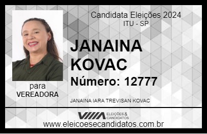 Candidato JANAINA KOVAC 2024 - ITU - Eleições