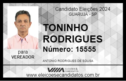 Candidato TONINHO RODRIGUES 2024 - GUARUJÁ - Eleições