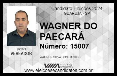 Candidato WAGNER DO PAECARÁ 2024 - GUARUJÁ - Eleições