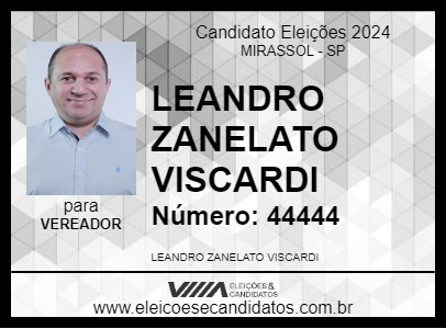 Candidato LEANDRO ZANELATO VISCARDI 2024 - MIRASSOL - Eleições