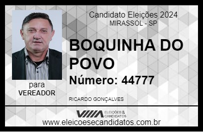 Candidato BOQUINHA DO POVO 2024 - MIRASSOL - Eleições