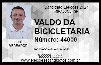 Candidato VALDO DA BICICLETARIA 2024 - MIRASSOL - Eleições