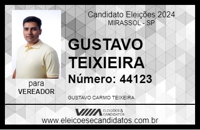 Candidato GUSTAVO TEIXIEIRA 2024 - MIRASSOL - Eleições