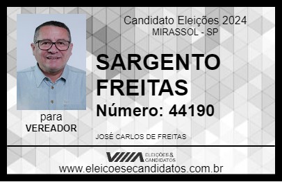 Candidato SARGENTO FREITAS 2024 - MIRASSOL - Eleições