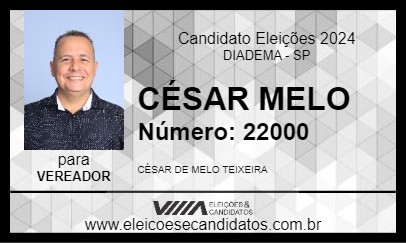 Candidato CÉSAR MELO 2024 - DIADEMA - Eleições