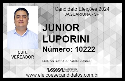 Candidato JUNIOR LUPORINI 2024 - JAGUARIÚNA - Eleições